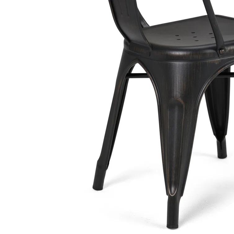 Simpli Home Fletcher Industrial Iron Dining Chair with Stackable Design and Protective Rubber Caps (Set of 2) (Set of 2)