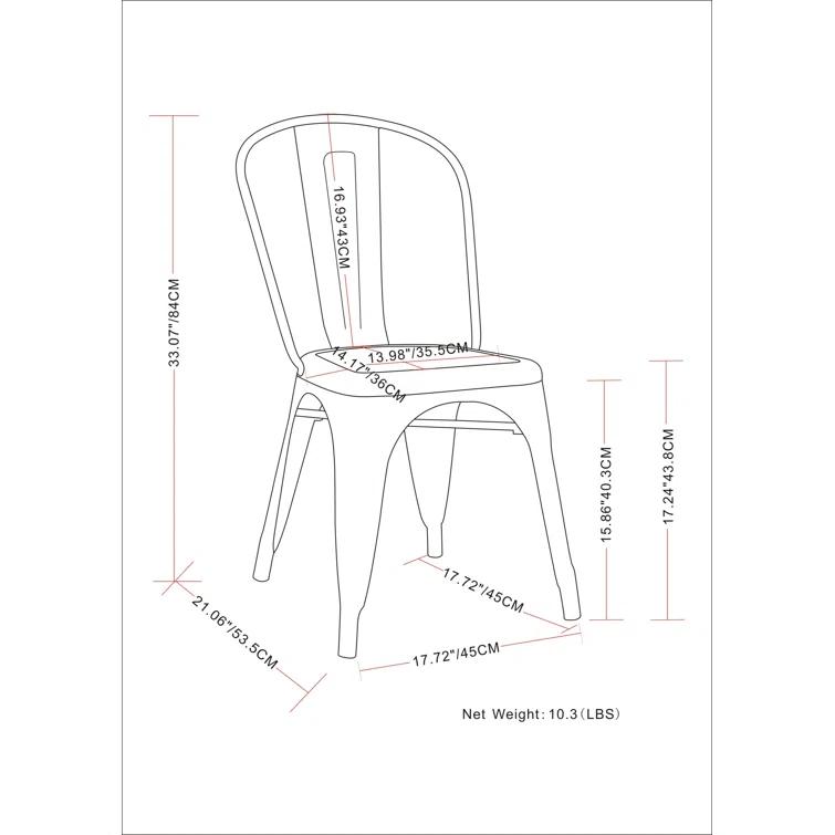 Simpli Home Fletcher Industrial Iron Dining Chair with Stackable Design and Protective Rubber Caps (Set of 2) (Set of 2)