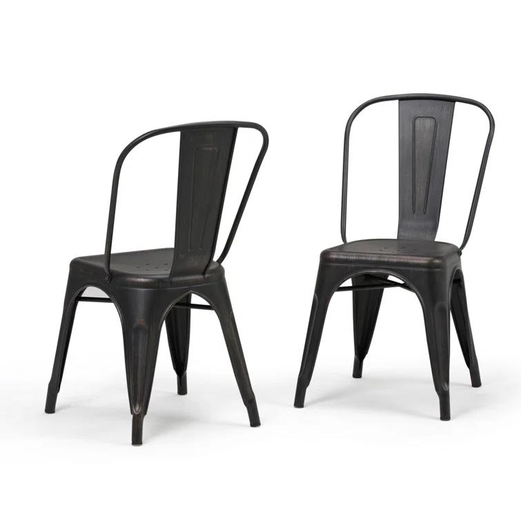 Simpli Home Fletcher Industrial Iron Dining Chair with Stackable Design and Protective Rubber Caps (Set of 2) (Set of 2)