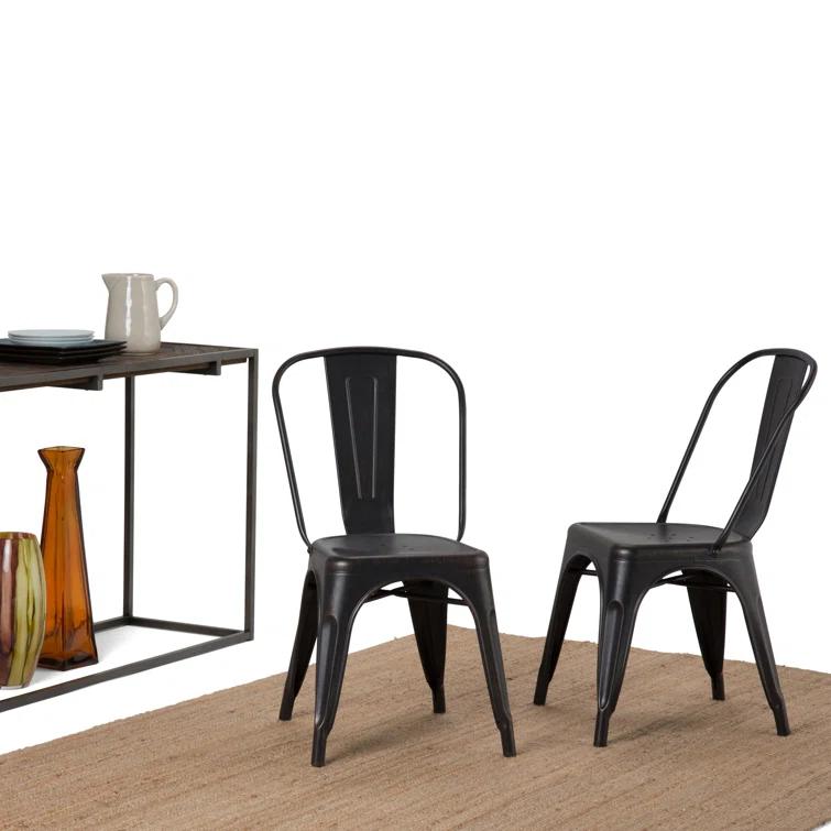 Simpli Home Fletcher Industrial Iron Dining Chair with Stackable Design and Protective Rubber Caps (Set of 2) (Set of 2)