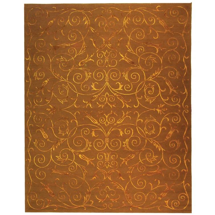 Tibetan Hand Knotted Silk & Wool Pile Floral Rug