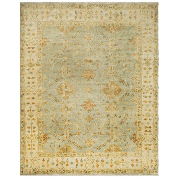 Oushak OSH141 Hand Knotted Area Rug - Soft Green/Ivory - 4'x6' - Safavieh.