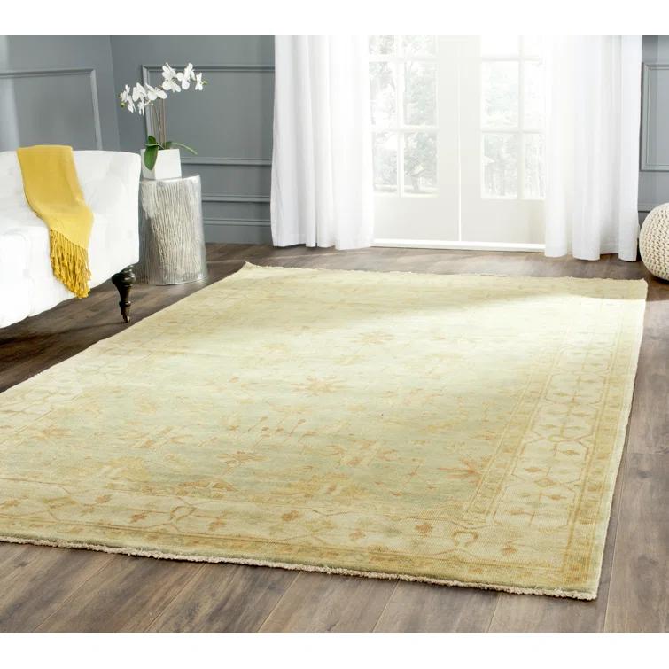 Oushak OSH141 Hand Knotted Area Rug - Soft Green/Ivory - 4'x6' - Safavieh.