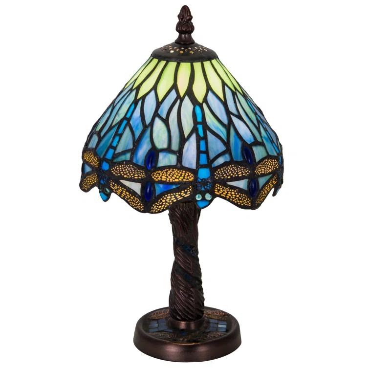Meyda Tiffany 26617 Hanginghead Dragonfly 1 Light Stained Glass / Tiffany Accent Table