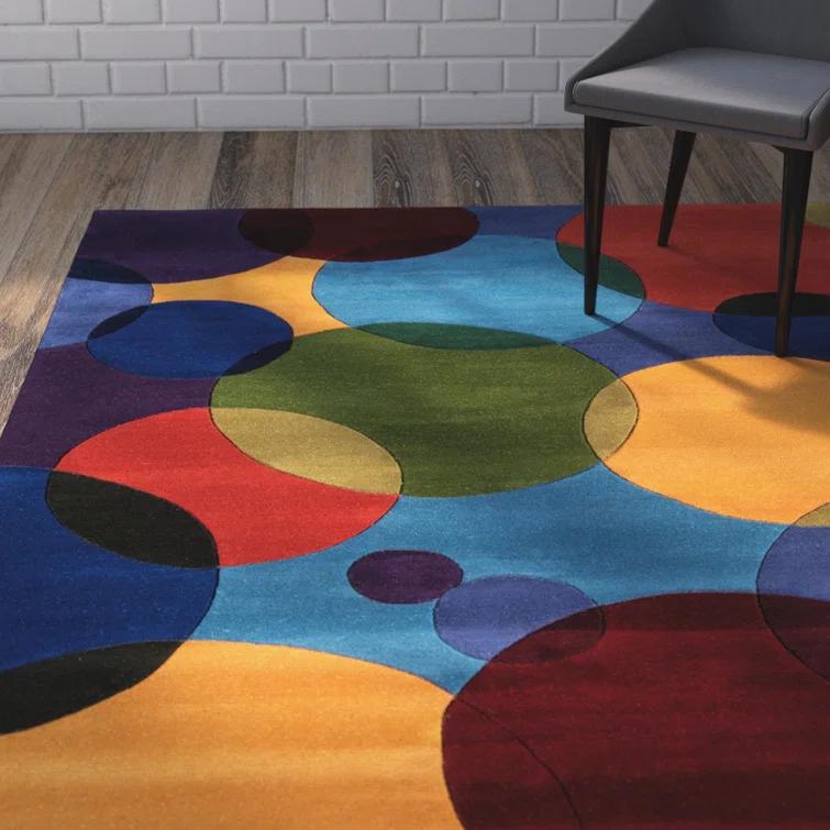 Beucher Abstract Handmade Tufted Wool Blue/Red/Green/Yellow Area Rug