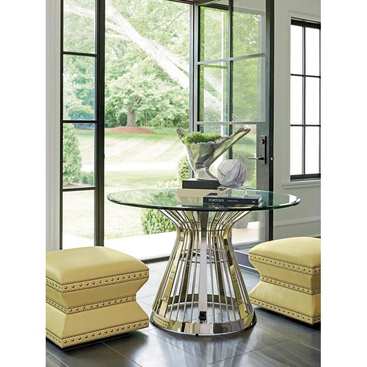 Lexington Ariana Riviera Stainless Dining Table with Glass Top
