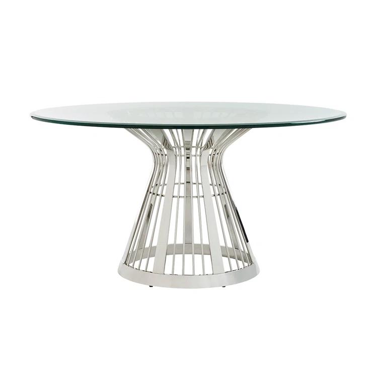 Lexington Ariana Riviera Stainless Dining Table with Glass Top