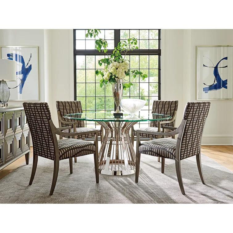 Lexington Ariana Riviera Stainless Dining Table with Glass Top