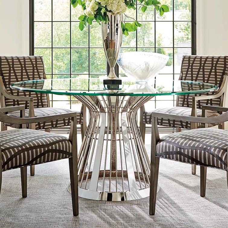 Lexington Ariana Riviera Stainless Dining Table with Glass Top
