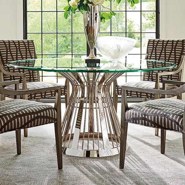 Lexington Ariana Riviera Stainless Dining Table with Glass Top