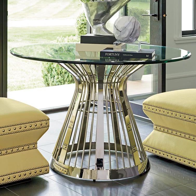 Lexington Ariana Riviera Stainless Dining Table with Glass Top