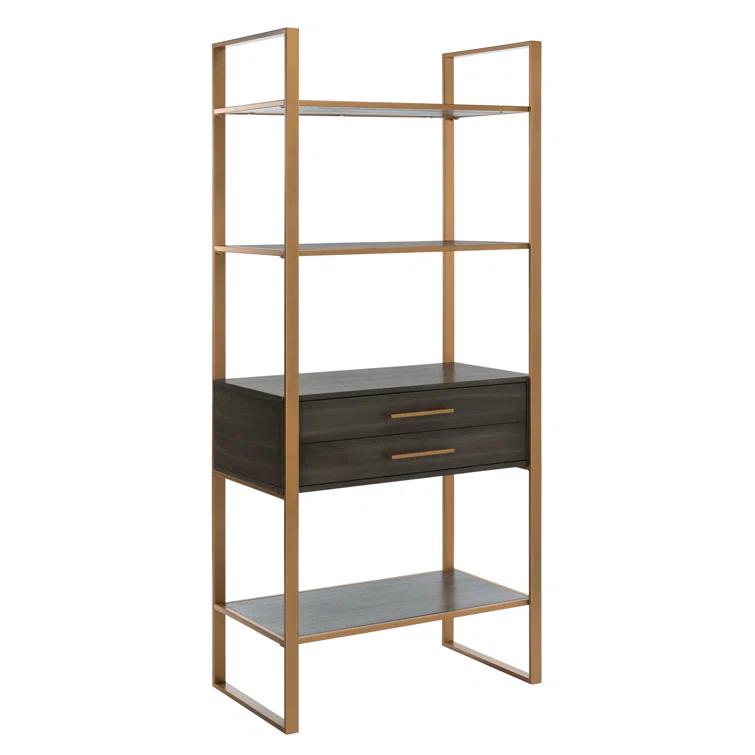 Skylar 4 Tier 1 Drawer Etagere - Gold / Grey - Safavieh