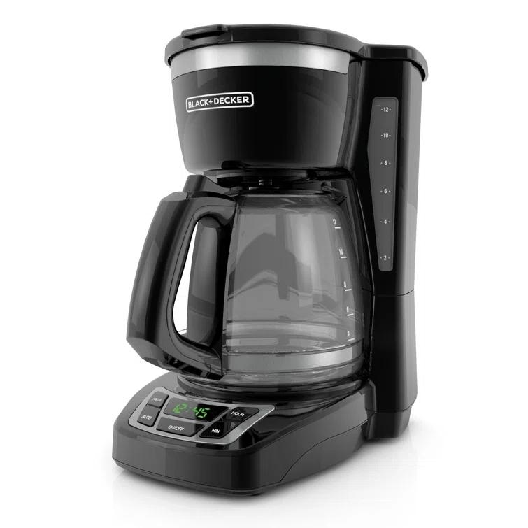 BLACK+DECKER 12-Cup Digital Coffee Maker, Programmable, Washable Basket Filter, Sneak-A-Cup, Auto Brew, Water Window, Keep Hot Plate