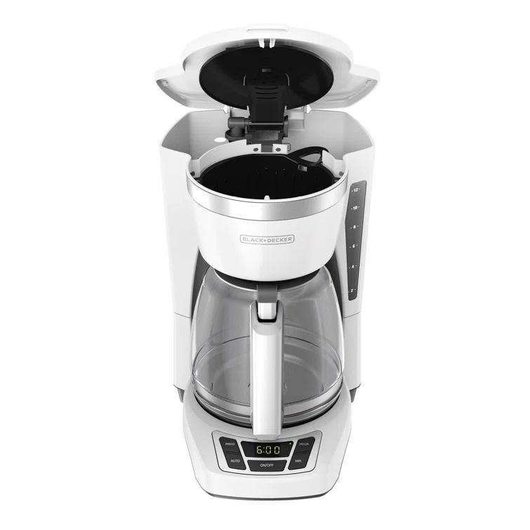 BLACK+DECKER 12-Cup Digital Coffee Maker, Programmable, Washable Basket Filter, Sneak-A-Cup, Auto Brew, Water Window, Keep Hot Plate