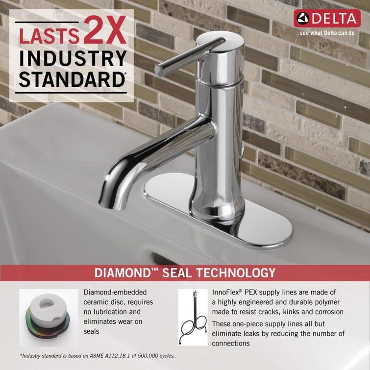 Trinsic Single Hole Bathroom Faucet with Drain Assembly, Single Handle Bathroom Sink Faucet
