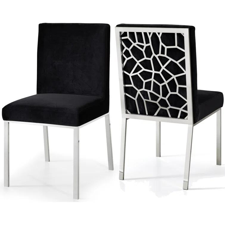 Meridian Furniture Opal 20"H Velvet Dining Chair in Black (Set of 2)