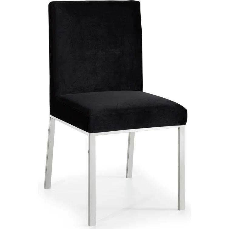 Meridian Furniture Opal 20"H Velvet Dining Chair in Black (Set of 2)