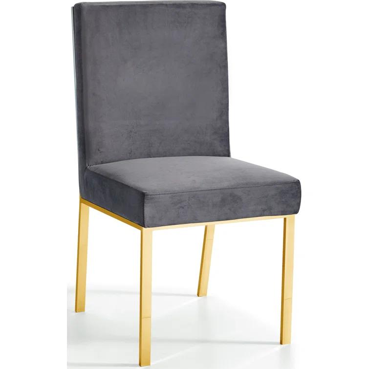 Meridian Furniture Opal 20"H Velvet Dining Chair in Gray (Set of 2)