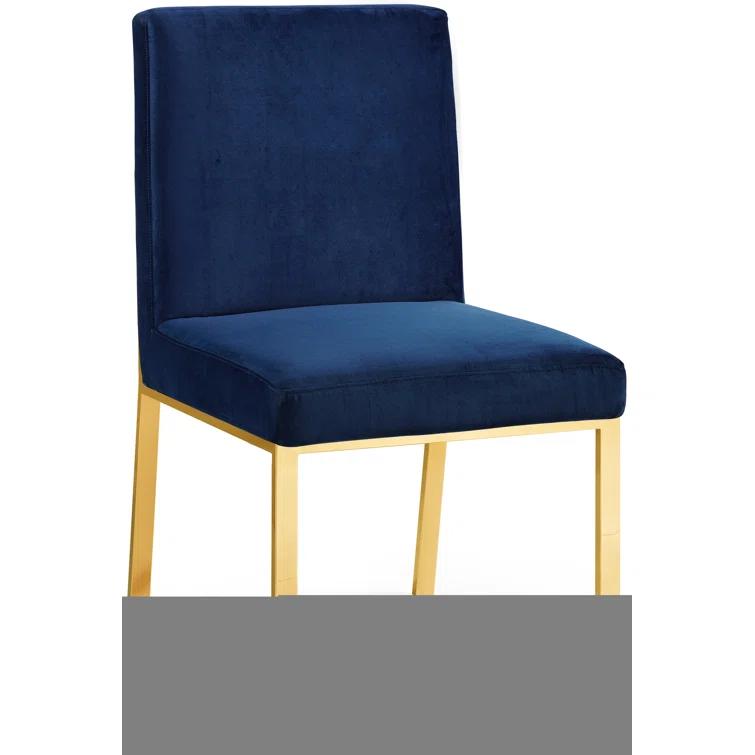 Opal Navy Blue Velvet & Gold Metal Dining Chair