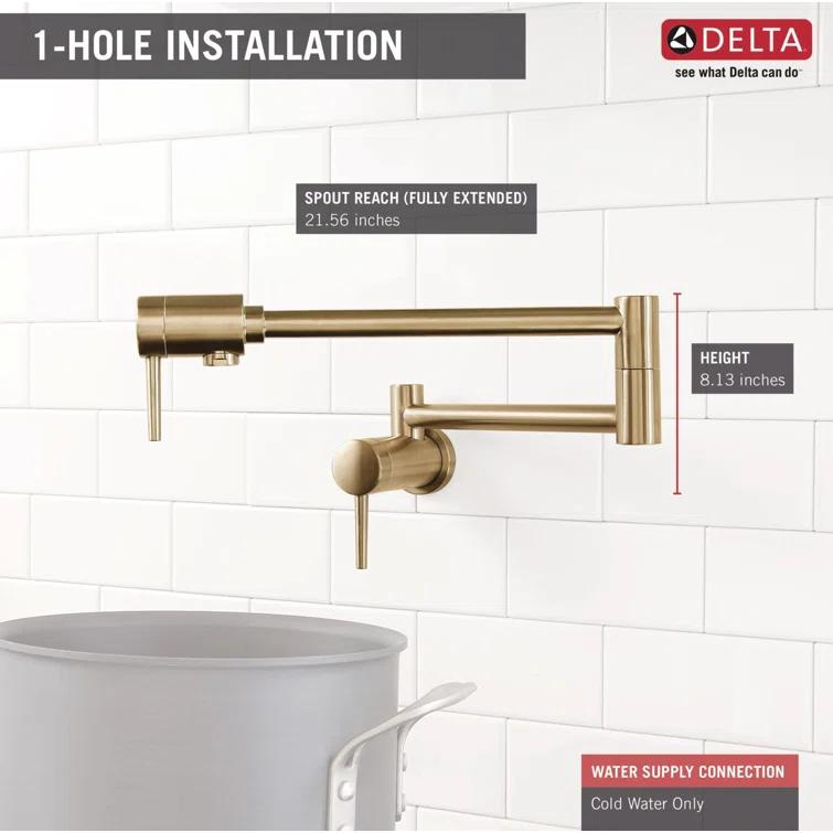 Contemporary Pot Filler Faucet, Wall Mount Pot Filler Kitchen Faucet