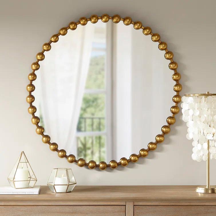 Marlowe Beaded Round Metal Wall Mirror