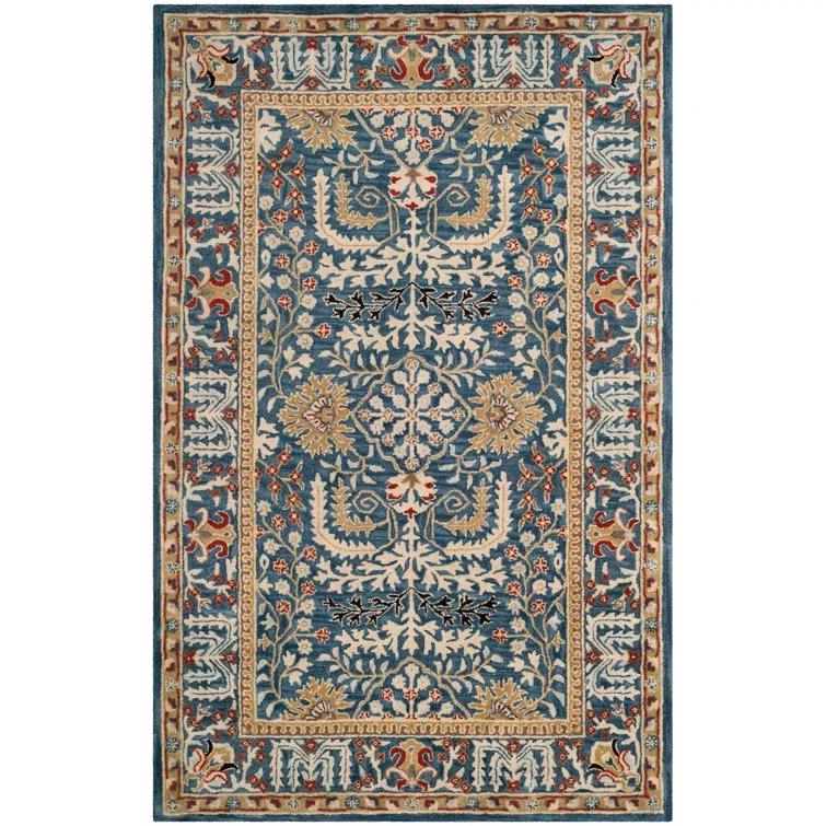 Antiquity AT64 Hand Tufted Area Rug - Dark Blue/Multi - 5'x8' - Safavieh.