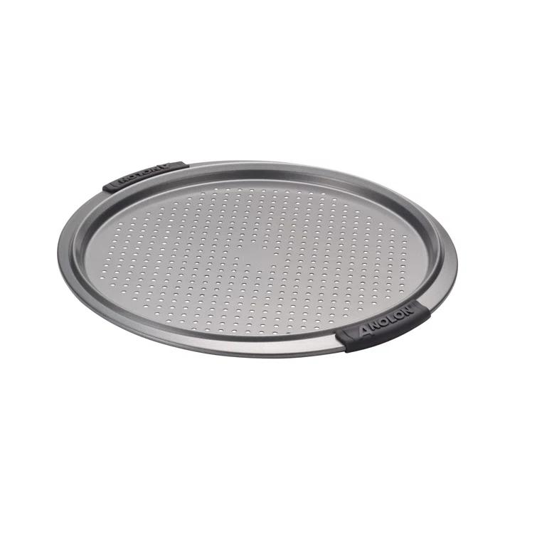 Anolon Advanced Nonstick Bakeware Round Perforated Pizza Pan, 13 Inch, Gray