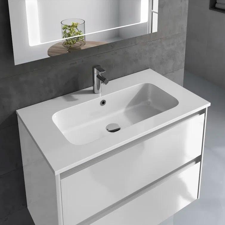 Ws Bath Collections Ambra 60 Ambra 24" Wall Mounted Single Basin Vanity Set - White