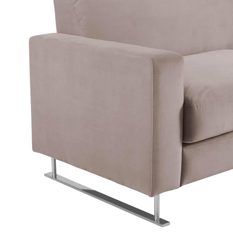 Elle Decor Baylie Mid-Century Modern Sofa with Chrome Sleigh Legs