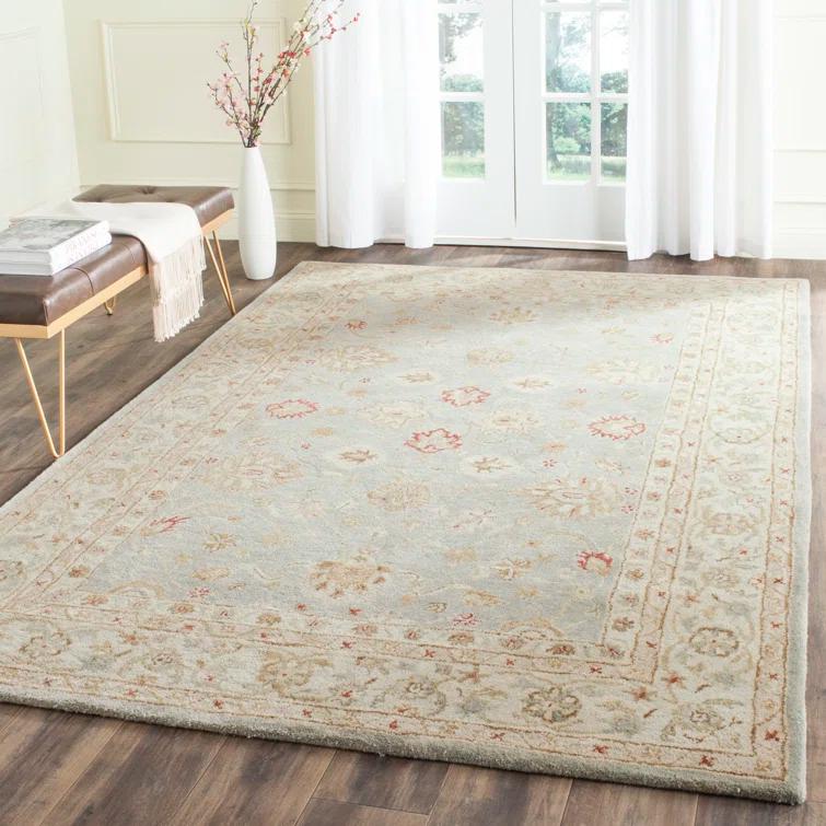 Antiquity AT822 Hand Tufted Area Rug - Grey Blue/Beige - 8'x10' - Safavieh.