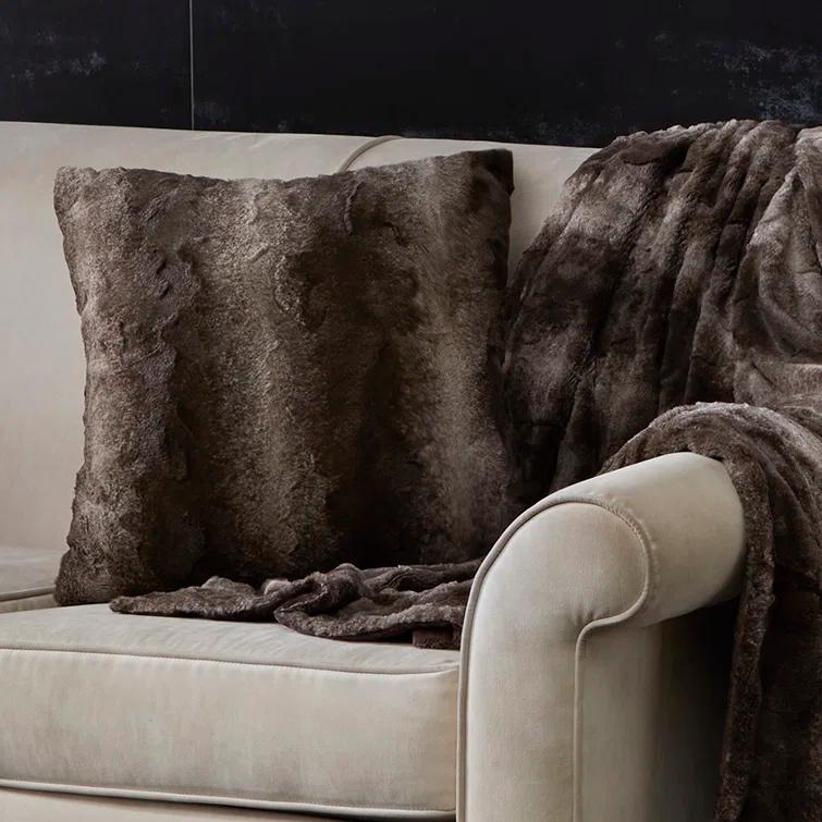 Madison Park Faux Fur Striped Throw Pillow