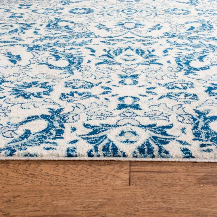 Alessia Floral Ivory/Blue Area Rug