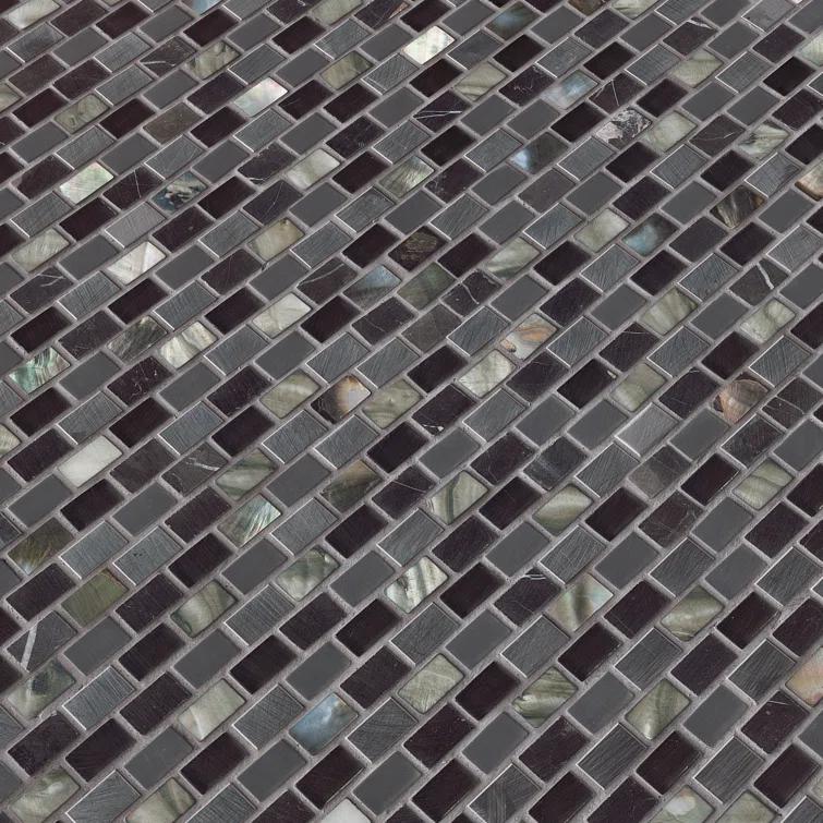 Ackland Midnight Pearl Natural Stone Mosaic Tile in Black