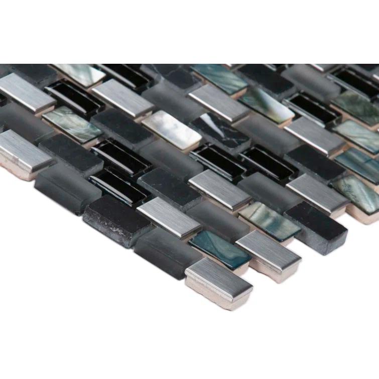 Ackland Midnight Pearl Natural Stone Mosaic Tile in Black