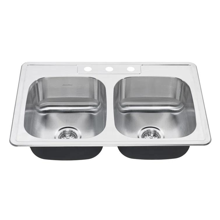 Colony 33'' L Drop-In Double Bowl Stainless Steel Kitchen Sink