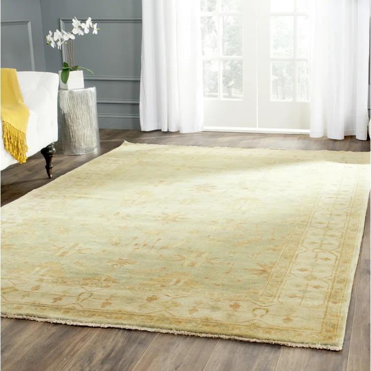 Oushak OSH141 Hand Knotted Area Rug - Soft Green/Ivory - 4'x6' - Safavieh.