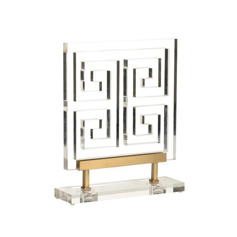 Large Clear Acrylic Greek Key Accent Sculpture