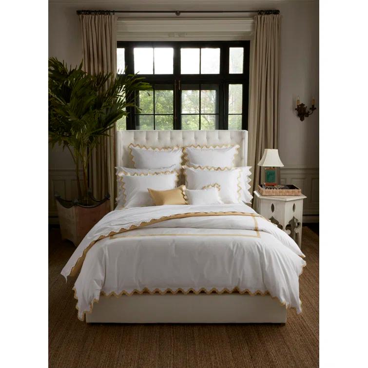 Aziza 600 Thread Count Embellished Cotton Sham - Champagne