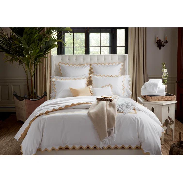 Aziza 600 Thread Count Embellished Cotton Sham - Champagne