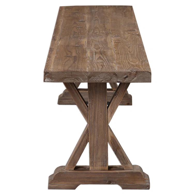 Uttermost Stratford Farmhouse Solid Wood Bench in Brown Finish