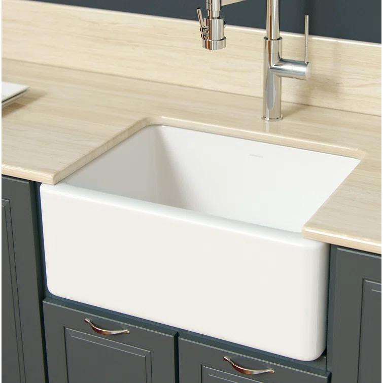 24'' L Farmhouse / Apron Single Bowl Fireclay Kitchen Sink