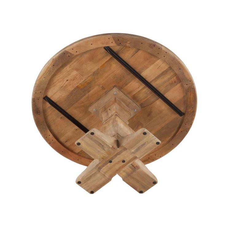 Candace 54" Reclaimed Mango Wood Round Dining Table in Antique Oak