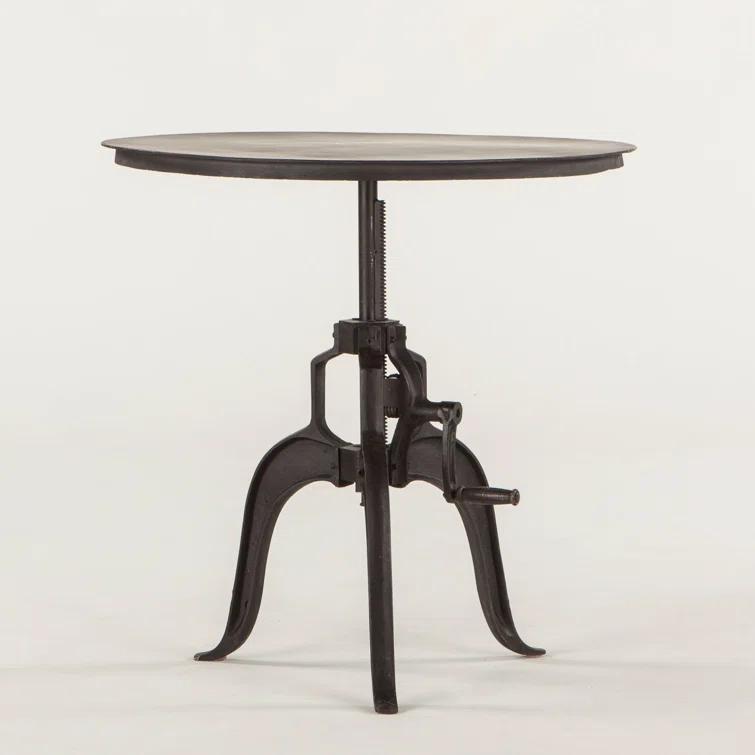 Artezia 30" Round Industrial Black/Brown Wood & Metal Side Table