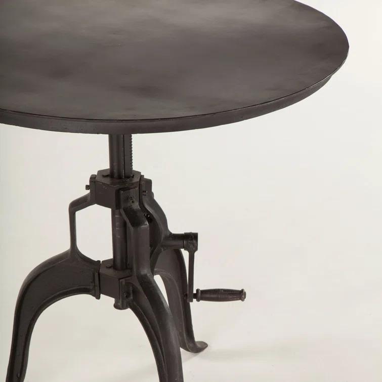 Artezia 30" Round Industrial Black/Brown Wood & Metal Side Table