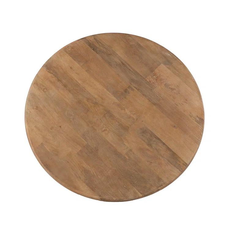 Candace 54" Reclaimed Mango Wood Round Dining Table in Antique Oak