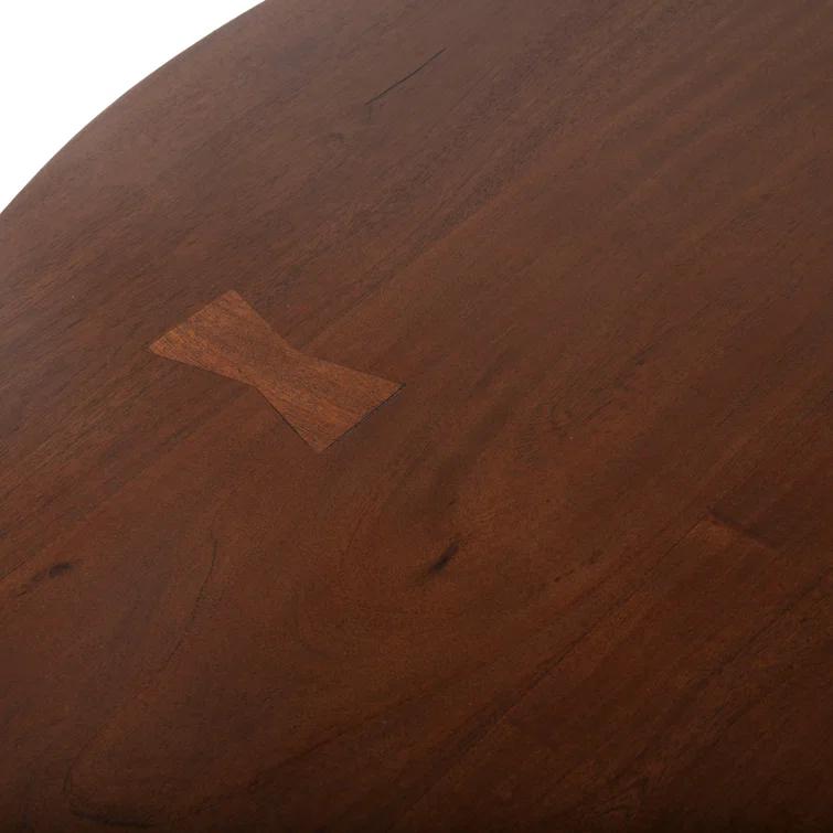 Loon Peak® Kerris Acacia Round Solid Wood Top Metal Base Dining Table