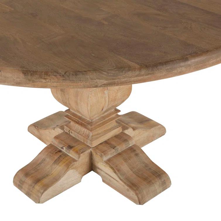 Candace 54" Reclaimed Mango Wood Round Dining Table in Antique Oak