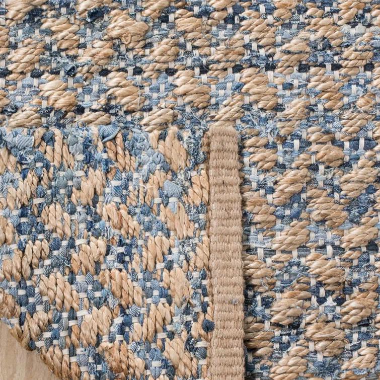 Reinheimer Hand Woven Jute/Chindi/Cotton Rug in Blue/Natural