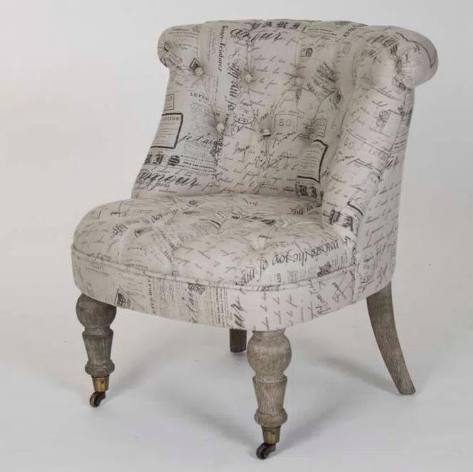 Amelie Natural Linen & Limed Gray Oak Slipper Chair