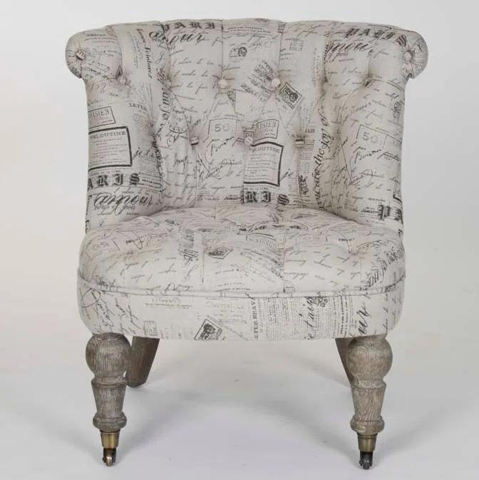 Amelie Natural Linen & Limed Gray Oak Slipper Chair
